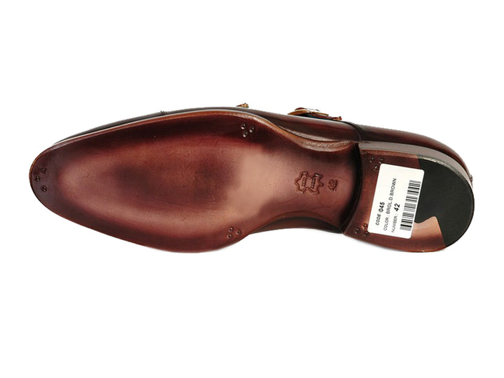 Paul Parkman Men's Cap-Toe Double Monkstraps Brol Dark Brown Shoes (Id#045) Size 7.5 D(M) Us