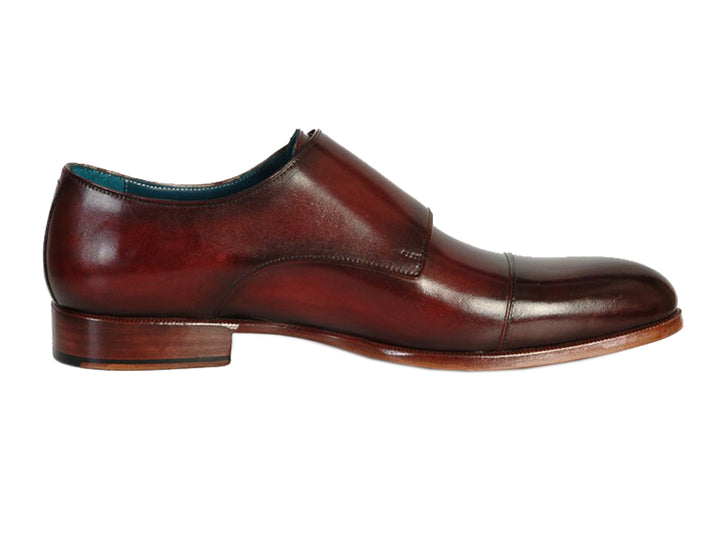 Paul Parkman Men's Cap-Toe Double Monkstraps Brol Dark Brown Shoes (Id#045) Size 11.5 D(M) Us