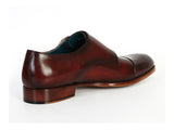 Paul Parkman Men's Cap-Toe Double Monkstraps Brol Dark Brown Shoes (Id#045) Size 9-9.5 D(M) Us