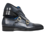 Paul Parkman Captoe Double Monkstraps Navy Shoes (ID#045NVY62) Size 6.5-7 D(M) US