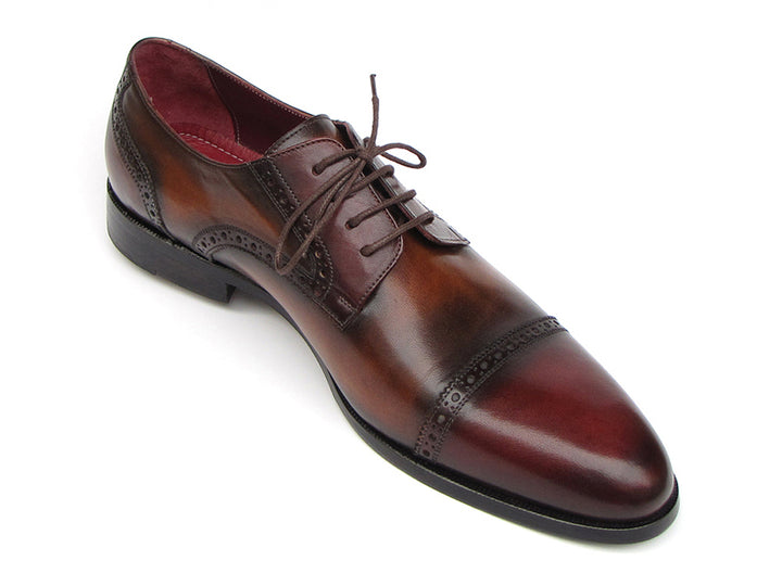 Paul Parkman Men's Leather Bordeaux / Tobacco Derby Shoes (Id#046) Size 6.5-7 D(M) US