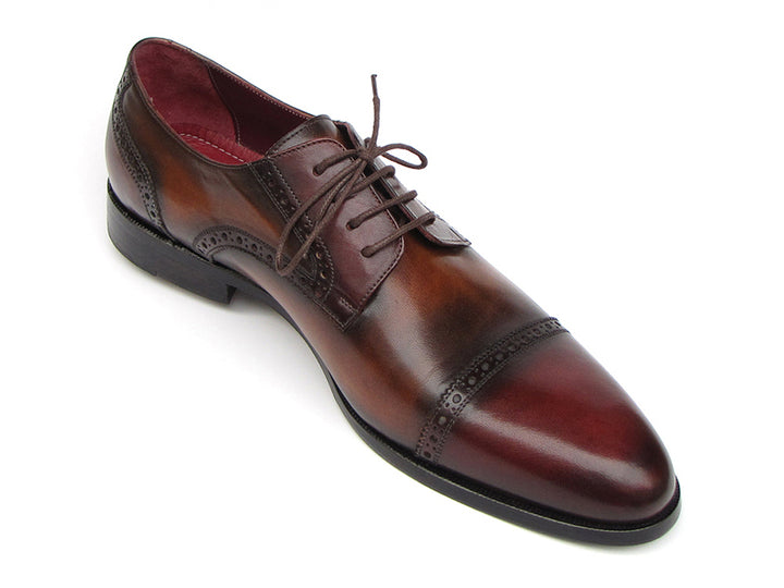 Paul Parkman Men's Leather Bordeaux / Tobacco Derby Shoes (Id#046)