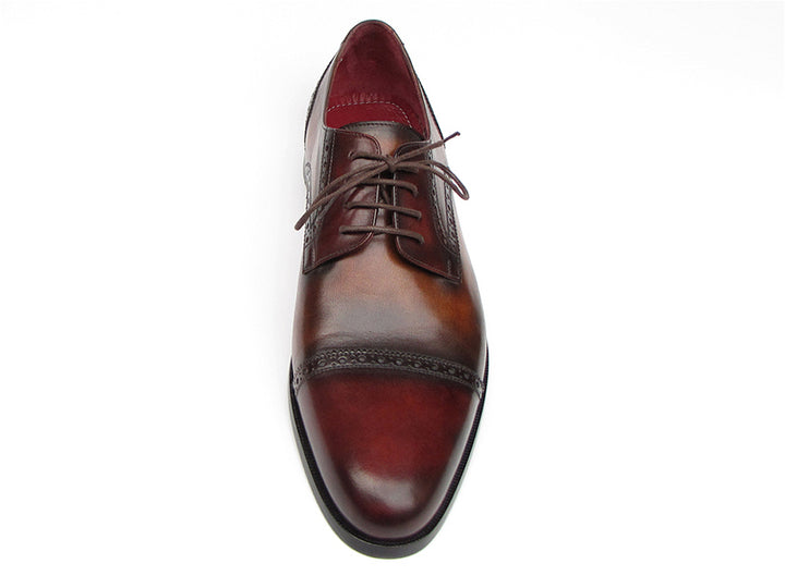 Paul Parkman Men's Leather Bordeaux / Tobacco Derby Shoes (Id#046) Size 9.5-10 D(M) US