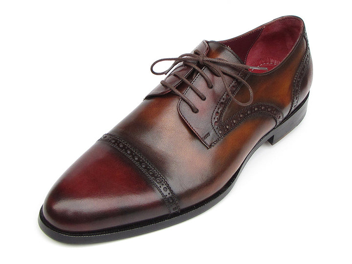 Paul Parkman Men's Leather Bordeaux / Tobacco Derby Shoes (Id#046)