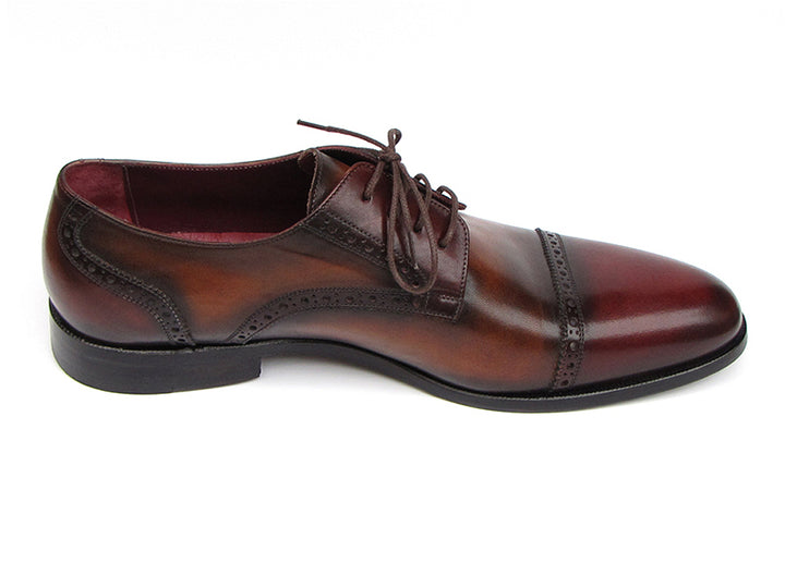 Paul Parkman Men's Leather Bordeaux / Tobacco Derby Shoes (Id#046) Size 8-8.5 D(M) US