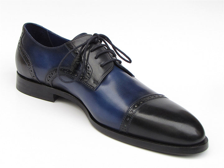 Paul Parkman Men's Leather Parliament Blue Derby Shoes (Id#046) Size 8-8.5 D(M) US