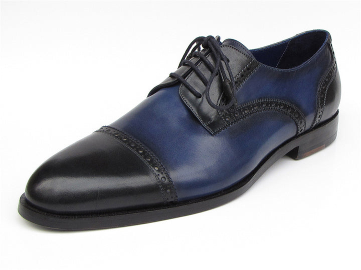 Paul Parkman Men's Leather Parliament Blue Derby Shoes (Id#046) Size 6.5-7 D(M) US
