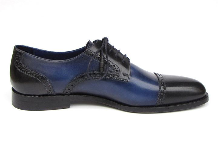 Paul Parkman Men's Leather Parliament Blue Derby Shoes (Id#046) Size 9-9.5 D(M) US
