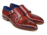 Paul Parkman Men's Double Monkstrap Burgundy Leather Shoes (Id#047) Size 11.5 D(M) US