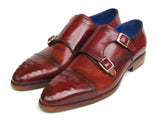 Paul Parkman Men's Double Monkstrap Burgundy Leather Shoes (Id#047) Size 6 D(M) US