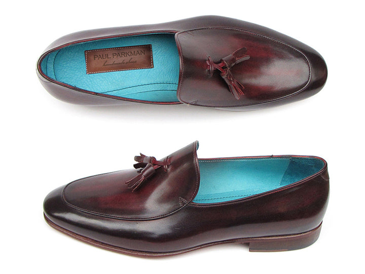 Paul Parkman Men's Tassel Loafer Black & Purple Shoes (Id#049) Size 11.5 D(M) US