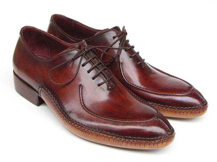 Paul Parkman Men's Side Handsewn Split-Toe Burgundy Oxfords Shoes (Id#054) Size 9.5-10 D(M) US