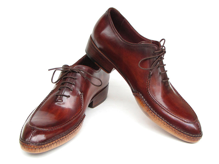 Paul Parkman Men's Side Handsewn Split-Toe Burgundy Oxfords Shoes (Id#054) Size 11.5 D(M) US