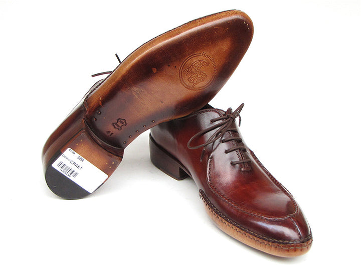 Paul Parkman Men's Side Handsewn Split-Toe Burgundy Oxfords Shoes (Id#054) Size 6 D(M) US