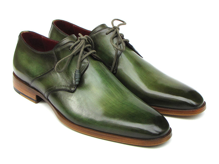 Paul Parkman Men's Green Hand-Painted Derby Shoes (Id#059)