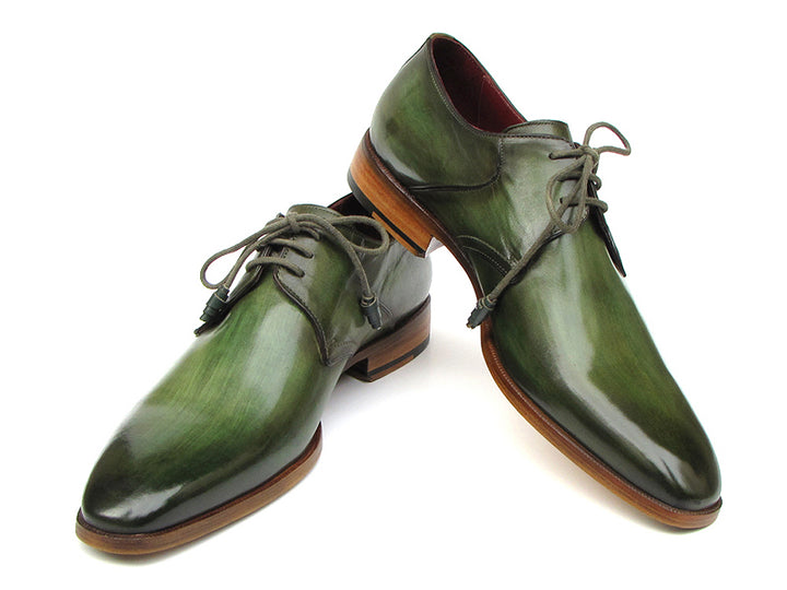 Paul Parkman Men's Green Hand-Painted Derby Shoes (Id#059) Size 11.5 D(M) US