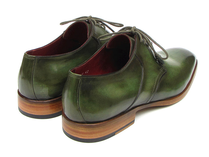 Paul Parkman Men's Green Hand-Painted Derby Shoes (Id#059) Size 7.5 D(M) US