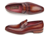 Paul Parkman Men's Penny Loafer Tobacco & Bordeaux Hand-Painted Shoes (Id#067) Size 10.5-11 D(M) US