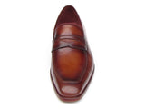 Paul Parkman Men's Penny Loafer Tobacco & Bordeaux Hand-Painted Shoes (Id#067) Size 11.5 D(M) US