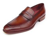 Paul Parkman Men's Penny Loafer Tobacco & Bordeaux Hand-Painted Shoes (Id#067) Size 12-12.5 D(M) US