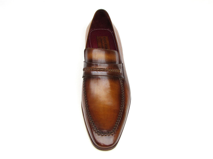 Paul Parkman Men's Loafer Brown Leather Shoes (Id#068) Size 7.5 D(M) US