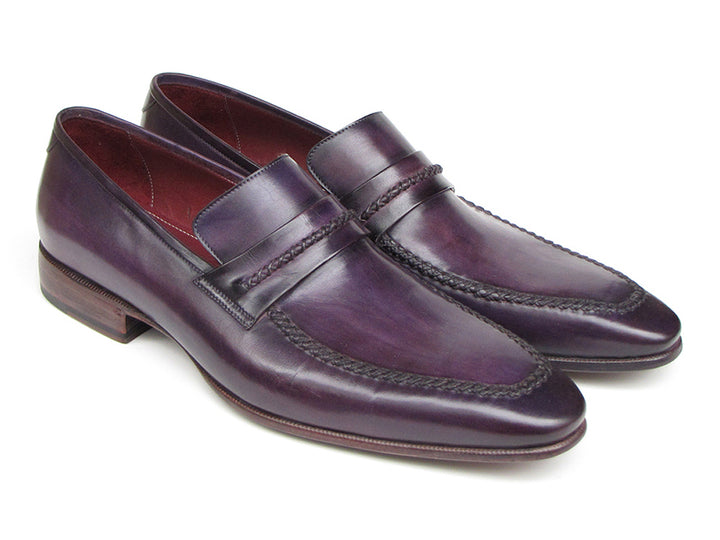 Paul Parkman Men's Purple Loafers Handmade Slip-On Shoes (Id#068) Size 8-8.5 D(M) US