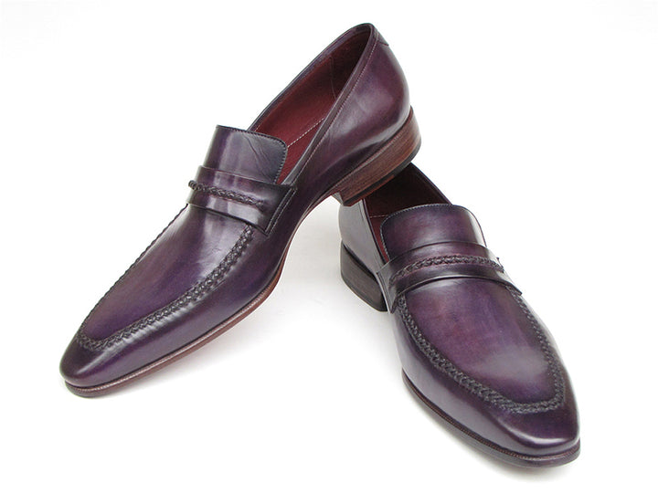 Paul Parkman Men's Purple Loafers Handmade Slip-On Shoes (Id#068)