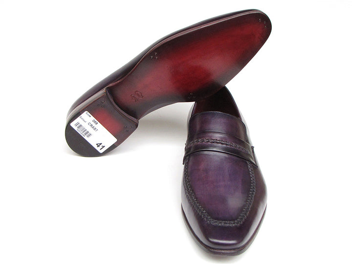 Paul Parkman Men's Purple Loafers Handmade Slip-On Shoes (Id#068) Size 6.5-7 D(M) US
