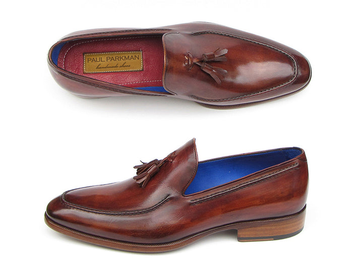 Paul Parkman Men's Tassel Loafer Brown Leather Shoes (Id#073) Size 7.5 D(M) US