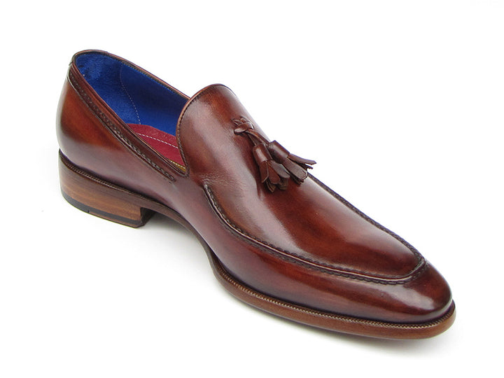 Paul Parkman Men's Tassel Loafer Brown Leather Shoes (Id#073) Size 8-8.5 D(M) US