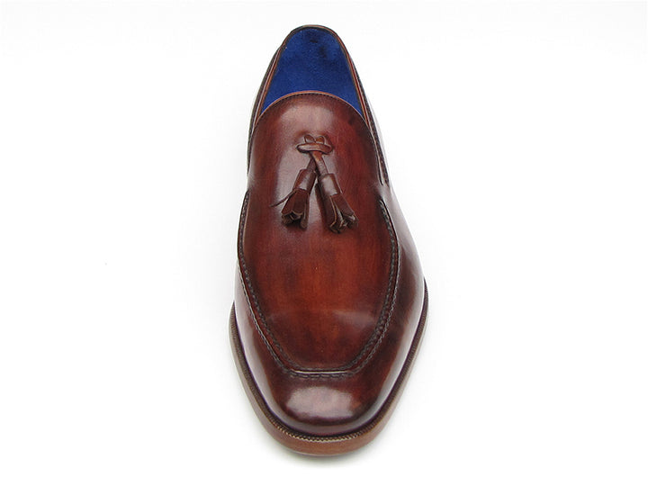 Paul Parkman Men's Tassel Loafer Brown Leather Shoes (Id#073) Size 9-9.5 D(M) US