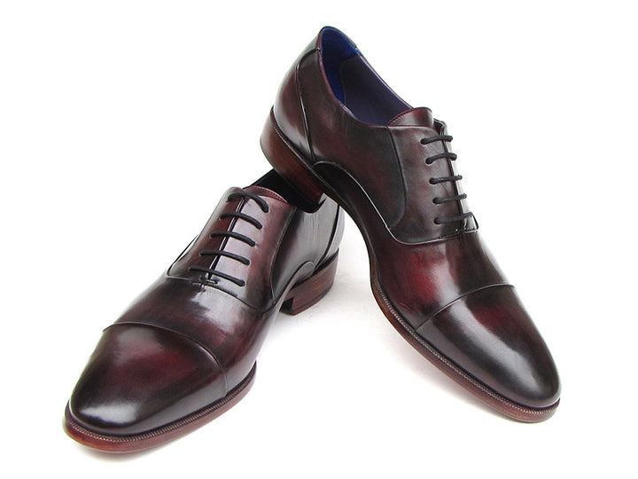 Paul Parkman Men's Captoe Oxfords Black Purple Shoes (Id#074) Size 9.5-10 D(M) US