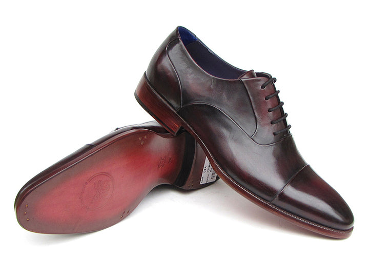 Paul Parkman Men's Captoe Oxfords Black Purple Shoes (Id#074) Size 6.5-7 D(M) US
