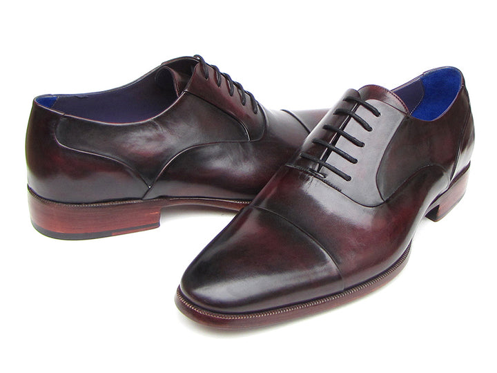 Paul Parkman Men's Captoe Oxfords Black Purple Shoes (Id#074) Size 9.5-10 D(M) US