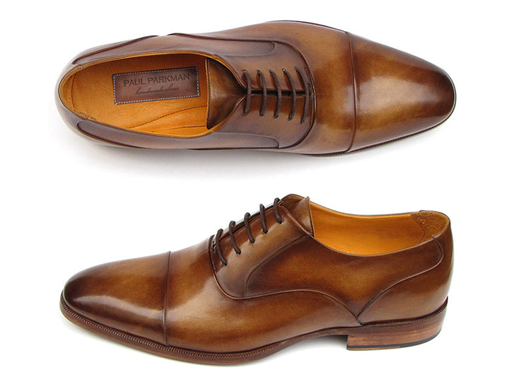 Paul Parkman Men's Captoe Oxfords Brown Leather Shoes (Id#074) Size 6 D(M) US