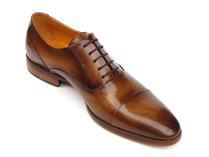 Paul Parkman Men's Captoe Oxfords Brown Leather Shoes (Id#074) Size 11.5 D(M) US