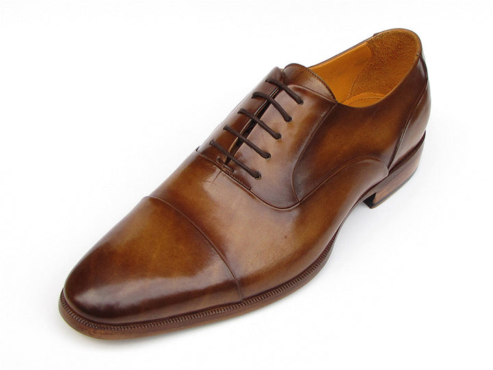 Paul Parkman Men's Captoe Oxfords Brown Leather Shoes (Id#074)