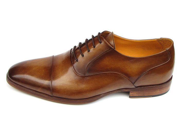 Paul Parkman Men's Captoe Oxfords Brown Leather Shoes (Id#074) Size 8-8.5 D(M) US