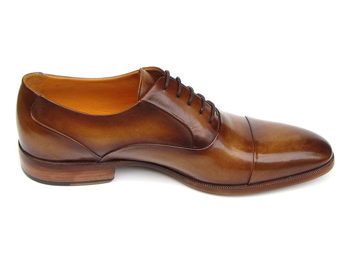 Paul Parkman Men's Captoe Oxfords Brown Leather Shoes (Id#074) Size 9.5-10 D(M) US