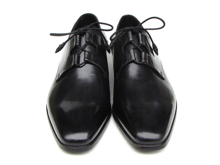 Paul Parkman Men's Ghillie Lacing Plain Toe Black Shoes (Id#076) Size 7.5 D(M) US
