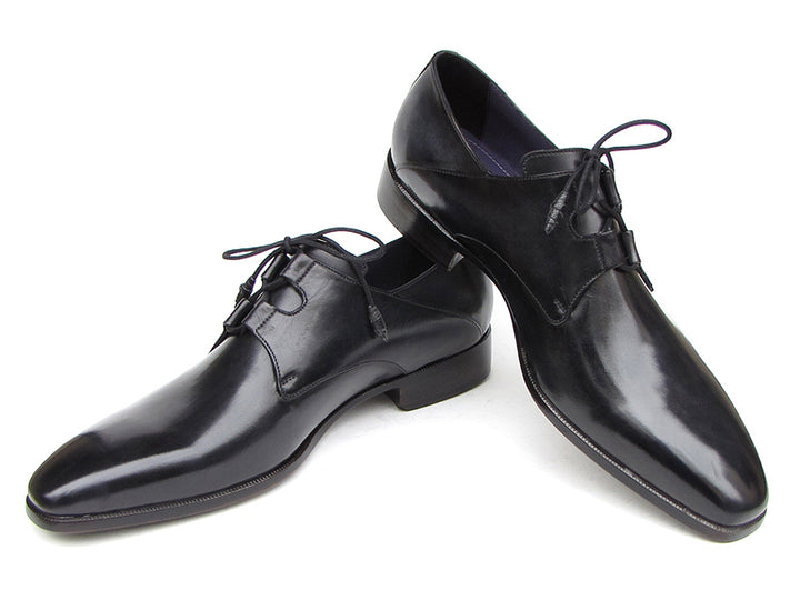 Paul Parkman Men's Ghillie Lacing Plain Toe Black Shoes (Id#076)