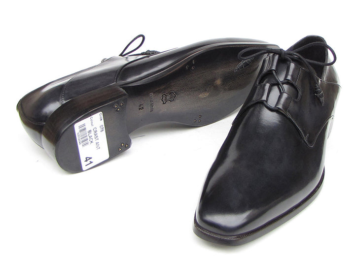 Paul Parkman Men's Ghillie Lacing Plain Toe Black Shoes (Id#076) Size 6 D(M) US