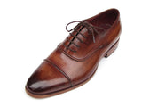 Paul Parkman Men's Captoe Oxfords Brown Hand Painted Shoes (Id#077)