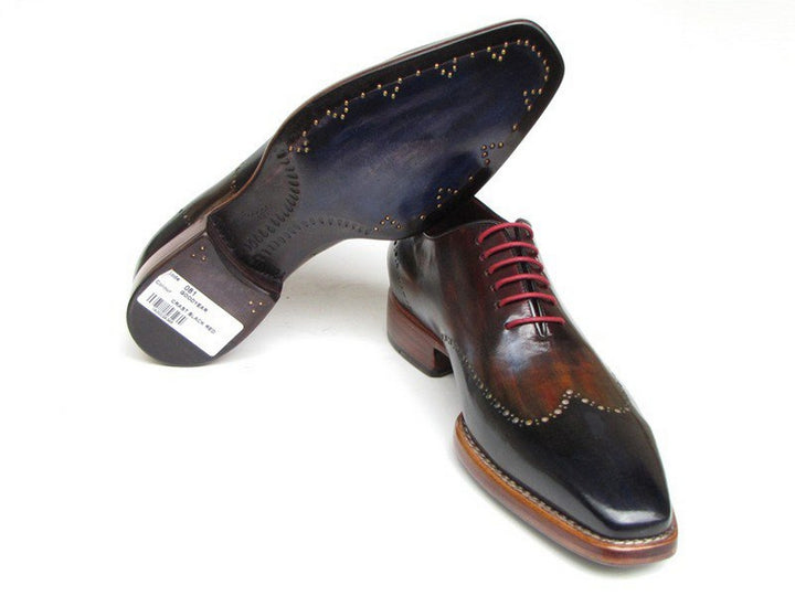 Paul Parkman Men's Wingtip Oxford Goodyear Welted Navy Red Black Shoes (Id#081) Size 9.5-10 D(M) US
