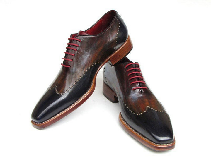 Paul Parkman Men's Wingtip Oxford Goodyear Welted Navy Red Black Shoes (Id#081) Size 7.5 D(M) US