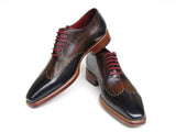 Paul Parkman Men's Wingtip Oxford Goodyear Welted Navy Red Black Shoes (Id#081) Size 9-9.5 D(M) US