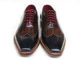 Paul Parkman Men's Wingtip Oxford Goodyear Welted Navy Red Black Shoes (Id#081) Size 10.5-11 D(M) US