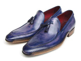 Paul Parkman Men's Side Handsewn Tassel Loafer Blue & Purple Shoes (Id#082) Size 12-12.5 D(M) US