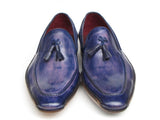 Paul Parkman Men's Side Handsewn Tassel Loafer Blue & Purple Shoes (Id#082) Size 9-9.5 D(M) US