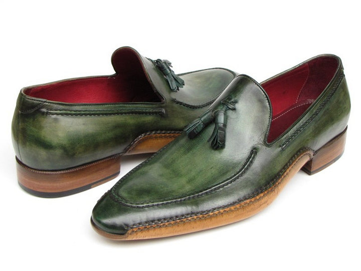 Paul Parkman Men's Side Handsewn Tassel Loafer Green Shoes (Id#082) Size 6.5-7 D(M) US
